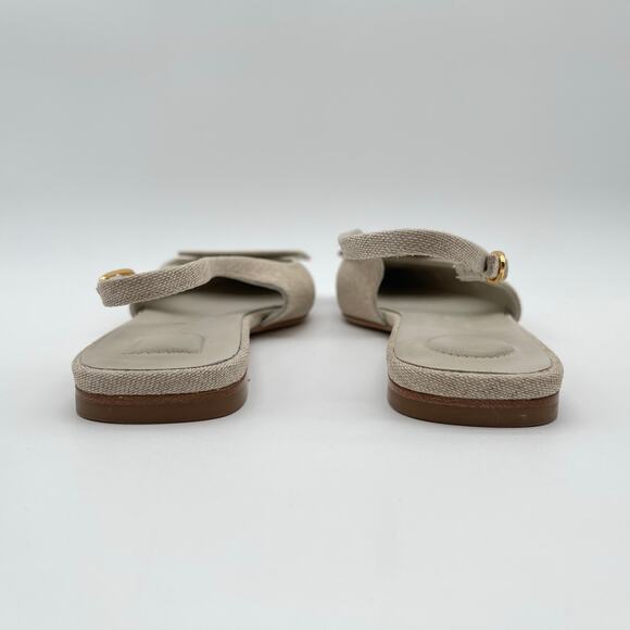 JACQUEMUS | Les Slingbacks Duelo P in Light Greige Linen Flats 38 / US 7 - Picture 7 of 16